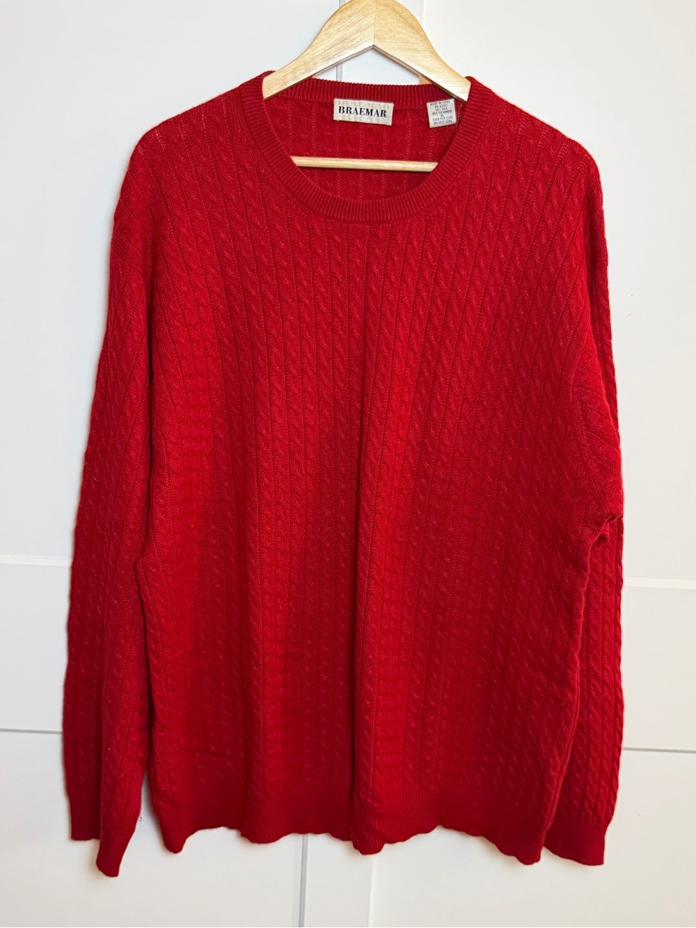Braemar XL Red 55% Silk 45% Cashmere Cable Knit Sweater